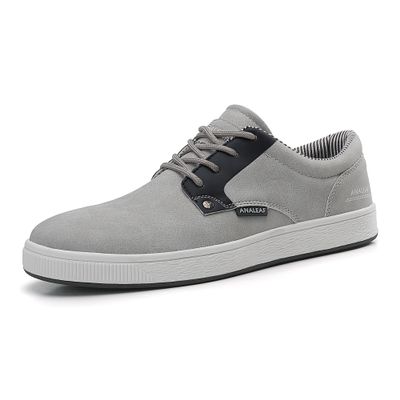 ANALEAF Mens Casual Oxfords Fashion Sneakers Soft Comfortable Lace-Up Dress Shoes Grey