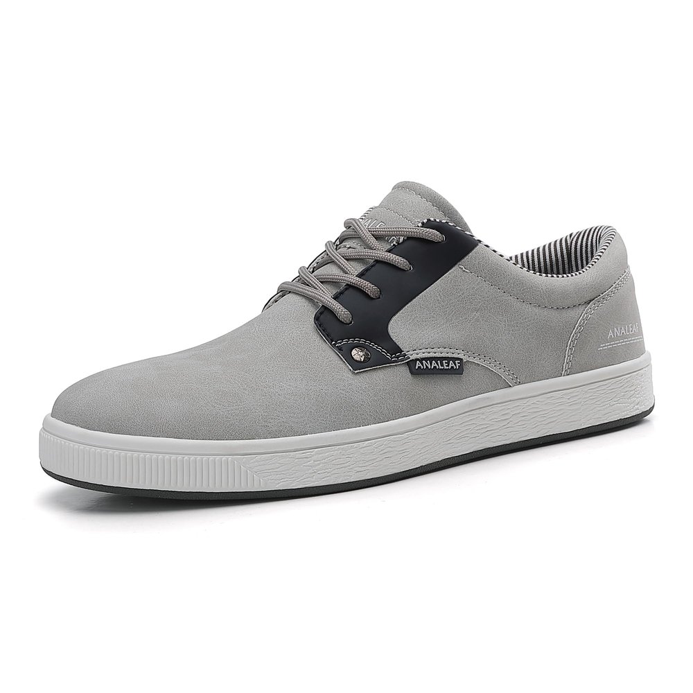 ANALEAF Mens Casual Oxfords Fashion Sneakers Soft Comfortable Lace-Up Dress Shoes Grey