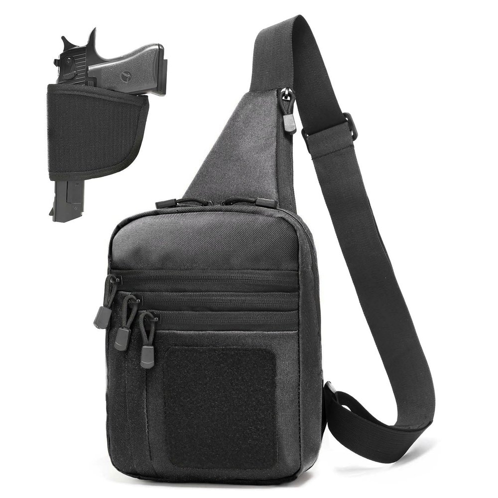VTACOUTV Concealed Carry Gun Bag for Handguns, CCW Sling Bag for Men Women, Crossbody Shoulder Bag Chest Pack Gun Pouch for Handguns Range Bags of Travel Sports Hiking(Black)