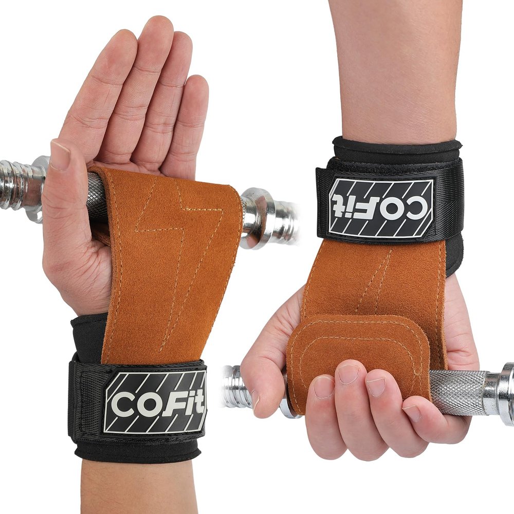 COFIT Wrist Straps for Weightlifting, Workout Wrist Wraps with Dual-Layer Oxford Leather, Enhanced Grip for Optimal Hand and Wrist Protection for Deadlift and Dumbbel - Standard size Brown