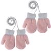 2 PCS Kids Fleece Lined Knit Mittens Toddler Warm Winter Gloves With String Full Finger Gloves Thermal Snow Ski Gloves for Age 2-4Y view 1