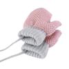 2 PCS Kids Fleece Lined Knit Mittens Toddler Warm Winter Gloves With String Full Finger Gloves Thermal Snow Ski Gloves for Age 2-4Y view 4