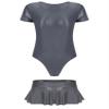Lorilida Womens 2 Pack Ballet Leotard Ballet Leotards with Skirt Dance Dress Short Sleeve Swimsuit Grey X-Large view 3