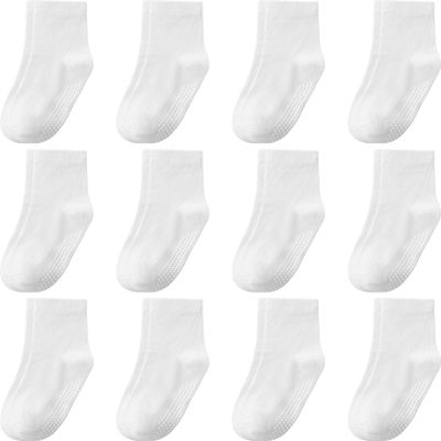 Aroveea Baby Toddler Socks Grip Non Slip Boys Girls Cotton 12 Pack for 5-7 Years Kids Ankle Cute Socks 6M-7Years
