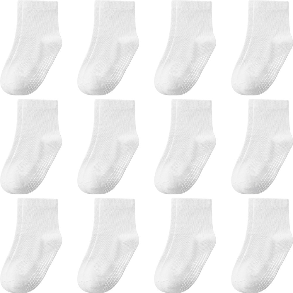 Aroveea Baby Toddler Socks Grip Non Slip Boys Girls Cotton 12 Pack for 5-7 Years Kids Ankle Cute Socks 6M-7Years