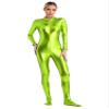 YiZYiF Womens Metallic Catsuit Bodysuit Shiny One Piece Jumpsuit Long Sleeve Front Zipper Bodystocking Grass Green Large view 2