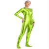 YiZYiF Womens Metallic Catsuit Bodysuit Shiny One Piece Jumpsuit Long Sleeve Front Zipper Bodystocking Grass Green Large view 3
