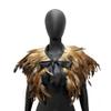 ihreesy Feather Shawl Collar,Feather Shrug Cape Shoulder Wrap Feathers Neck Collar Halloween Costume Party Decoration,Brown view 1