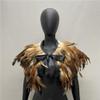 ihreesy Feather Shawl Collar,Feather Shrug Cape Shoulder Wrap Feathers Neck Collar Halloween Costume Party Decoration,Brown view 2