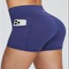baleaf Gym Workout Shorts Women 3" Biker Yoga Spandex Running Volleyball Tummy Control Compression Short with Pockets Navy Blue XL view 2