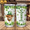 Hyturtle Personalized Gifts Highland Cow Lover - With Lucky Four Leaf Clover Custom Name Coffee Tumbler Cup Stainless Steel 20oz, Animal Lover Gifts For Women, Girl On Birthday, St Patricks Day view 2