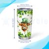 Hyturtle Personalized Gifts Highland Cow Lover - With Lucky Four Leaf Clover Custom Name Coffee Tumbler Cup Stainless Steel 20oz, Animal Lover Gifts For Women, Girl On Birthday, St Patricks Day view 3
