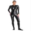 YiZYiF Womens Metallic Catsuit Bodysuit Shiny One Piece Jumpsuit Long Sleeve Front Zipper Bodystocking Black Medium view 2