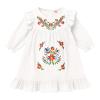 Girls Mexican Dress Toddler Baby Girls Floral Colorful Embroidery Dresses Traditional Ethnic Wear Cinco De Mayo Fiesta Casual Fall Winter Clothes A Line Ruffle Dress Long Sleeve White 12-18 Months view 1