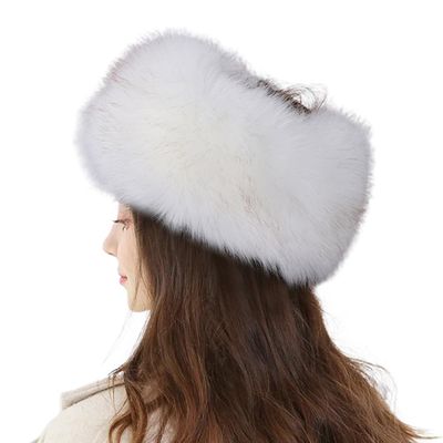 homeemoh Faux Fur Headband for Cold Weather, Fluffy Winter Headband Earwarmer Earmuff for Women (White with Gold Tip)