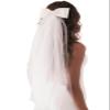 YAEISM Bridal Bow Veils Mesh Wedding Veil Clip Satin Bow Bachelorette Veil Double Layers Tulle Hair Clip Party Decorations Short Veil for Women Girls view 1