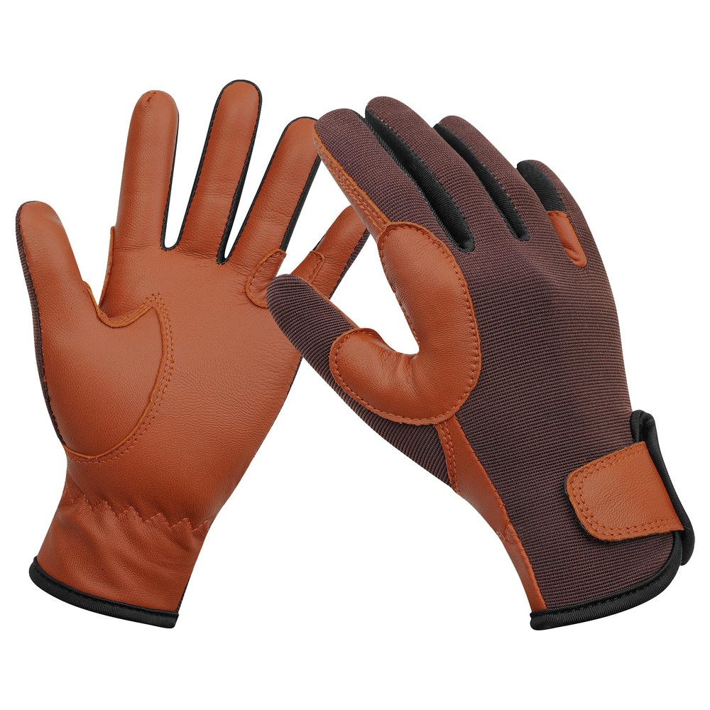 ChinFun Kids Leather Insulated Horse Riding Gloves Breathable Children Equestrian Gloves Anti-Slipping Horseback Mitts Brown L