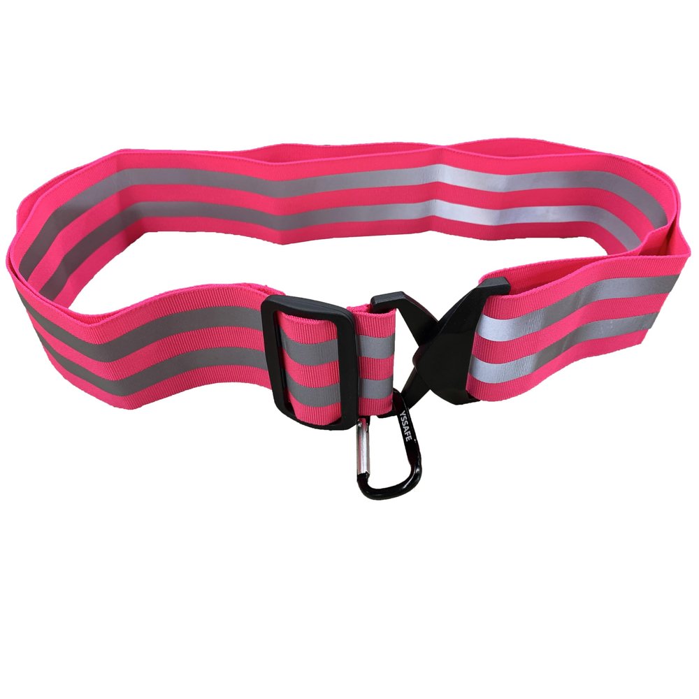 KEDMOT High Visibility Reflective Sash Hi-Visible Reflective Belt Adjustable Reflective Running Gear with Carabiner for Walking at Night (Rose red)