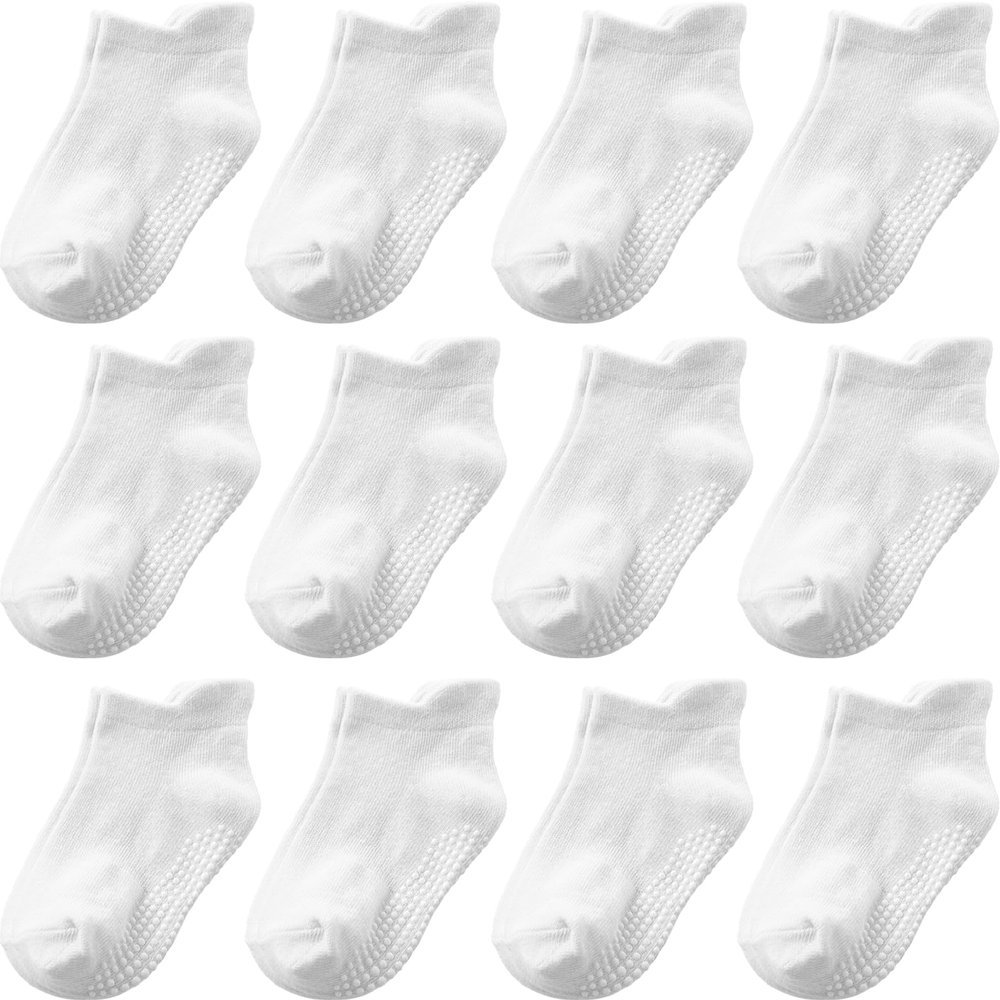 Aroveea Baby Toddler Socks Grip Non Slip Boys Girls Cotton 12 Pack for 3-5T Kids Ankle Cute Socks 6M-7Years