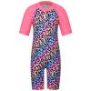 Girls Swimsuit UPF 50+ UV One Piece Swimwear Zipper Rashguard Bathing Suit S376_RainbowLeopard_6A view 1