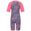 Girls Swimsuit UPF 50+ UV One Piece Swimwear Zipper Rashguard Bathing Suit S376_RainbowLeopard_6A view 2