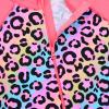 Girls Swimsuit UPF 50+ UV One Piece Swimwear Zipper Rashguard Bathing Suit S376_RainbowLeopard_6A view 3