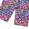 Girls Swimsuit UPF 50+ UV One Piece Swimwear Zipper Rashguard Bathing Suit S376_RainbowLeopard_6A view 4