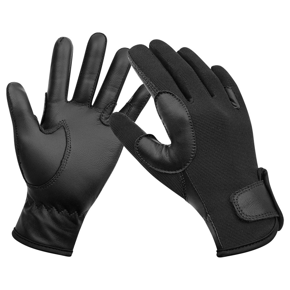 ChinFun Kids Leather Insulated Horse Riding Gloves Breathable Children Equestrian Gloves Anti-Slipping Horseback Mitts Black S