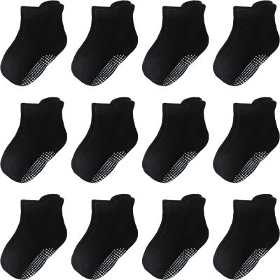 Aroveea Baby Toddler Socks Grip Non Slip Boys Girls Cotton 12 Pack for 6-12 Months Kids Ankle Cute Socks 6M-7Years