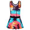 Girls Swimsuit One Piece UPF 50+ Floral Skirted Bathing Suit Modest Beach Swim Dress S430_CocoTree_104/110 view 2