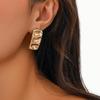 Trendy Geometric Rectangle Stud Earrings Gold Silver Irregular Hammered Chunky Square Earrings Statement Earrings for Women(Square Gold Clip-on) view 3
