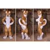 PROPSCOS Brown White Fur Fox Dog Husky Mascot Costume Fancy Party Dress (M)