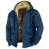 Mens Fuzzy Sherpa Jacket Long Sleeve Fleece Zip Up Coat Winter Warm Puffer Jacket Windbreaker Varsity Coat Hooded view 1