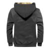 Mens Fuzzy Sherpa Jacket Long Sleeve Fleece Zip Up Coat Winter Warm Puffer Jacket Windbreaker Varsity Coat Hooded (2-Dark Gray,XX-Large) view 2