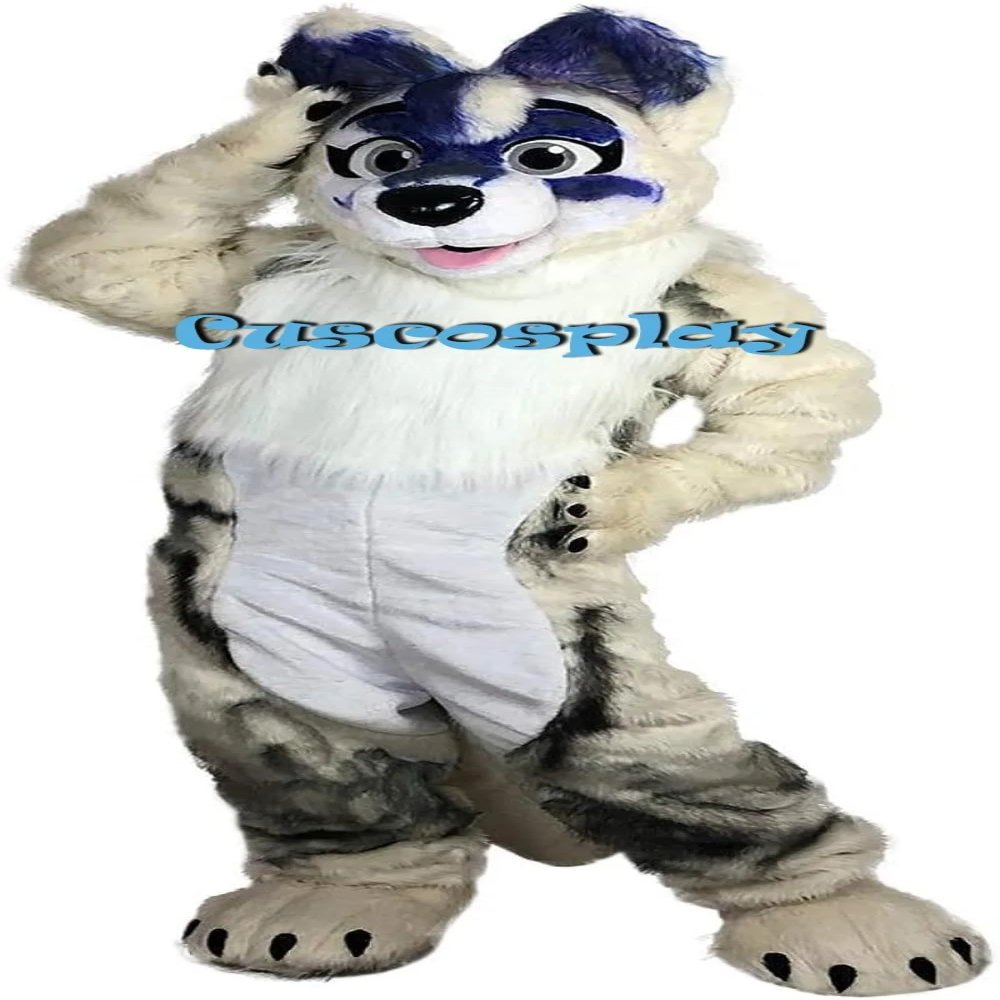 PROPSCOS Fox Dog Husky Furry Cartoon Mascot Costume Fursuit Halloween Outfit (XXL) Multicolored