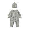 Newborn Toddler Baby Girls Boys Solid Spring Winter Long Sleeve Button Knit Sweater Romper Jumpsuit Hat Clothes 24 Month Boy Jacket (Grey, 3-6 Months) view 1
