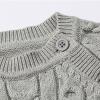 Newborn Toddler Baby Girls Boys Solid Spring Winter Long Sleeve Button Knit Sweater Romper Jumpsuit Hat Clothes 24 Month Boy Jacket (Grey, 3-6 Months) view 3