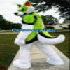 PROPSCOS Husky Fox Dog Wolf Mascot Costume Fursuit Green Cosplay Cartoon Outfits (S) view 1