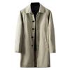 Maiyifu-GJ Men's Windbreaker Lapel Trench Coat Spring Fall Windproof Overcoat Casual Slim fit Single Breasted Long Jacket (Apricot,X-Large) view 1