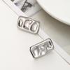 Trendy Geometric Rectangle Stud Earrings Gold Silver Irregular Hammered Chunky Square Earrings Statement Earrings for Women(Square Silver Clip-on) view 2