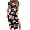 Arolina Women Summer Maxi Dress Short Sleeve V Neck Casual Loose Long Split Dresses Beach Vacation Sundress with Pockets view 1