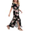 Arolina Women Summer Maxi Dress Short Sleeve V Neck Casual Loose Long Split Dresses Beach Vacation Sundress with Pockets view 3