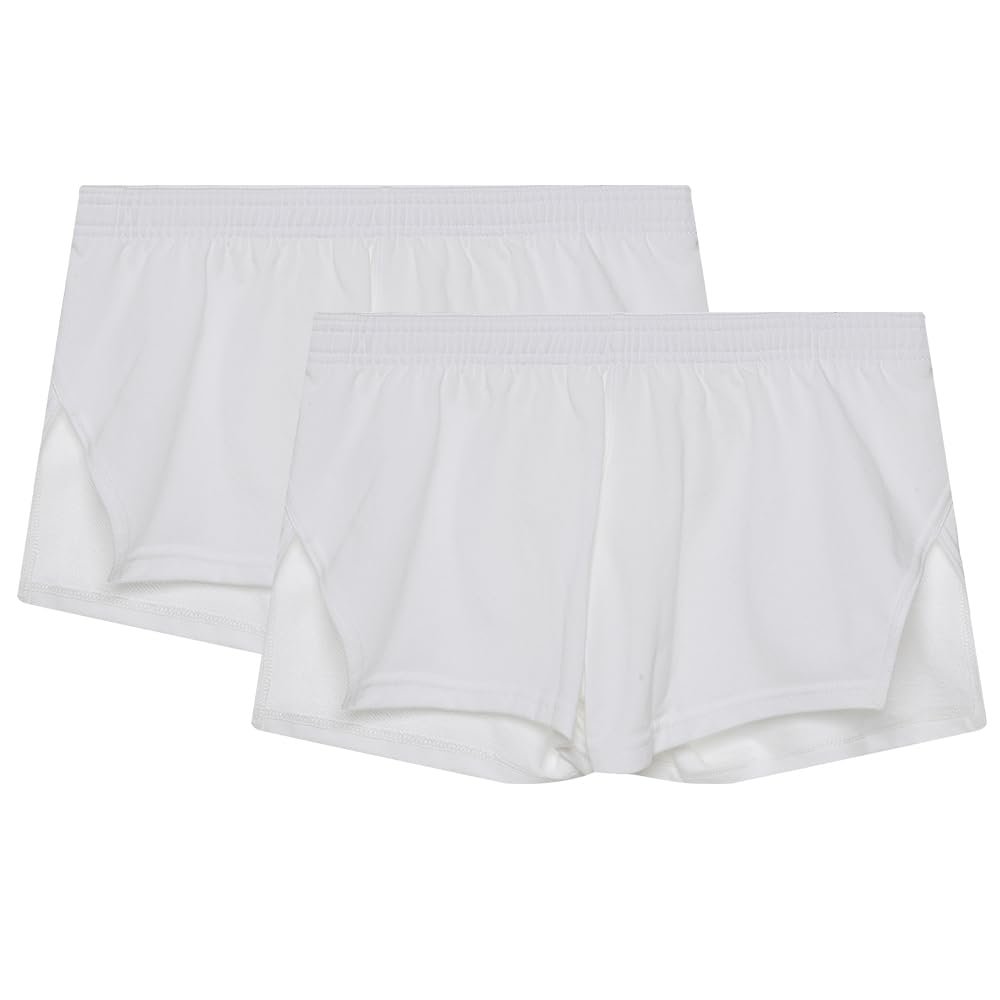 Men's Boxer Shorts Cotton Lounge Shorts Split Side Sleep Bottoms Casual Activewear Solid Workout Shorts with Pockets&Liner