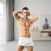 Men's Boxer Shorts Cotton Lounge Shorts Split Side Sleep Bottoms Casual Activewear Solid Workout Shorts with Pockets&Liner view 2