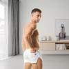 Men's Boxer Shorts Cotton Lounge Shorts Split Side Sleep Bottoms Casual Activewear Solid Workout Shorts with Pockets&Liner view 3