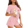 Upetstory Corgi Dog Pajamas Set for Women Short Sleeve Pjs Set Loungewear Summer T Shirt Soft Sleepwear Homewear Workout Yoga House Top Holiday Jogger Shorts Clothes 5XL view 3