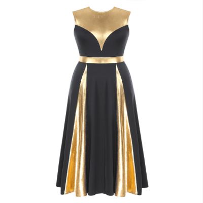Sinleey Women's Color Block Praise Dance Dress Sleeveless Lyrical Dance Costume Worship Liturgical Dancewear Black Medium