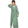 Abaya For Kids With Hijab Muslim Clothes For Girls Open Front Cardigan Modest Dress Middle East Arabian Islamic Long Robe Dress for Kids Church Eid Ramadan Prayer Dress Sage Green B 2-3 Years view 1