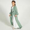 Abaya For Kids With Hijab Muslim Clothes For Girls Open Front Cardigan Modest Dress Middle East Arabian Islamic Long Robe Dress for Kids Church Eid Ramadan Prayer Dress Sage Green B 2-3 Years view 2
