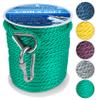 Anchor Rope 50FT x 3/8in,Premium Solid MFP Braided Anchor Ropes Anchor Line with Stainless Steel Thimble & Snap Hook,Boat Ropes Marine Rope for Anchors and Boats (Teal) view 1